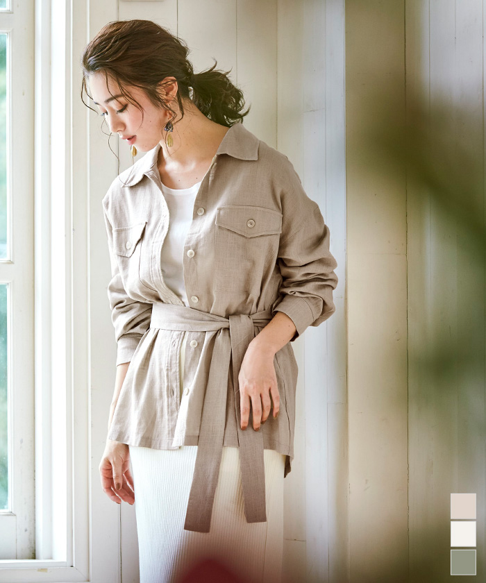 麻混cpoシャツジャケット メール便可 95 通販 30代 40代のオフィスカジュアル レディースファッション通販 Ur S ユアーズ 公式通販サイト