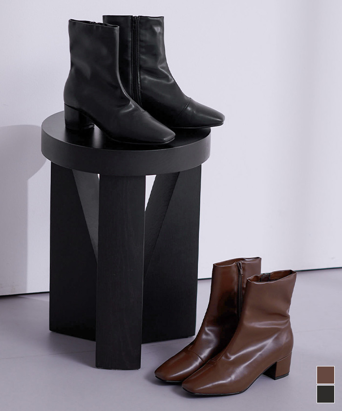 4.5cmチャンキーヒールスクエアトゥショートブーツ｜レディースブランド ur's(ユアーズ)公式通販｜オフィスカジュアル・トレンドファッションを提案