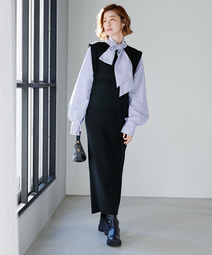 ディープアームホールIラインニットワンピース | ur's（ユアーズ）