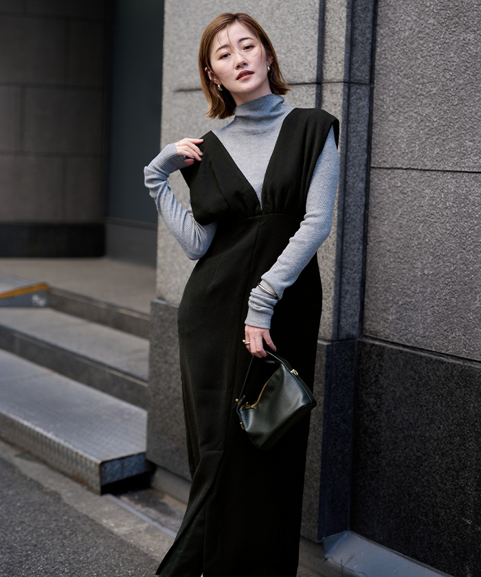 ギャザーデザインハイウエストサロペットスカート | ur's（ユアーズ）