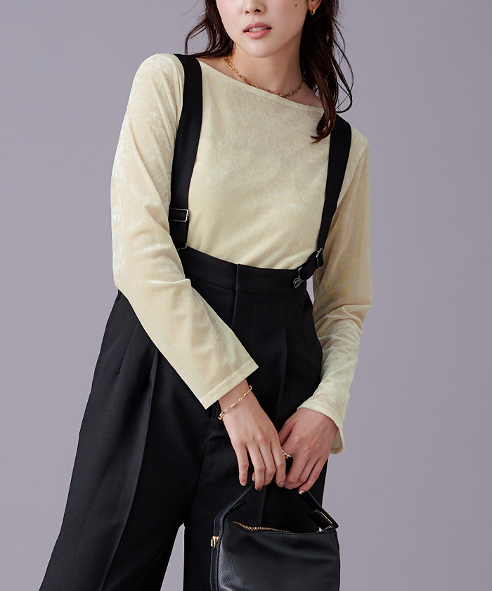 メッシュベロアボートネックトップス【メール便可／70】 | ur's