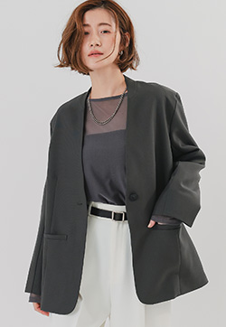 オーバーサイズノーカラージャケット | ur's（ユアーズ）