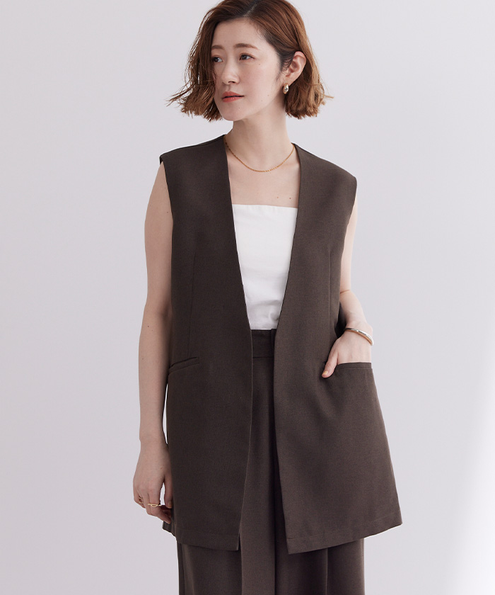 UR'S（ユアーズ）の「リネンライクロングジレ（ベスト）」 - WEAR