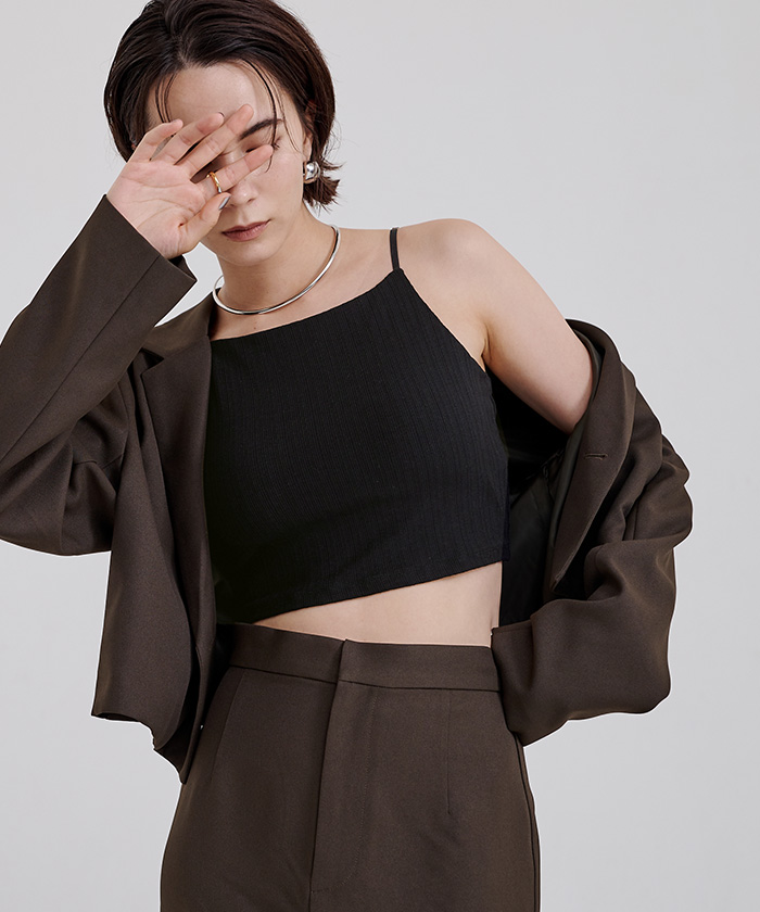 ゆうさま　クロップドキャミソール 2 クロップド二段レースコットンキャミソール | ファッション通販