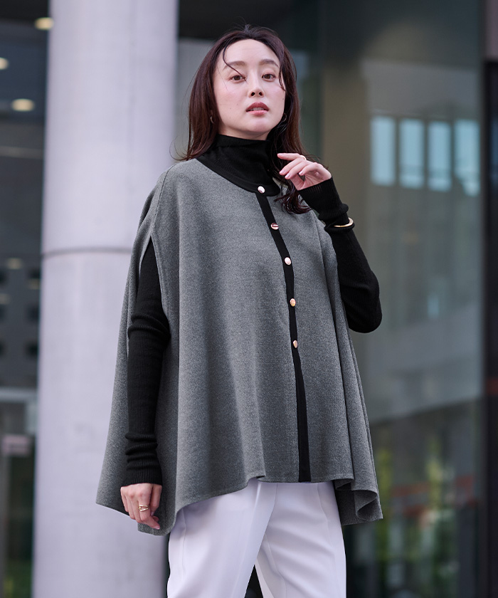 ゴールド釦ケープニットカーディガン | ur's（ユアーズ）