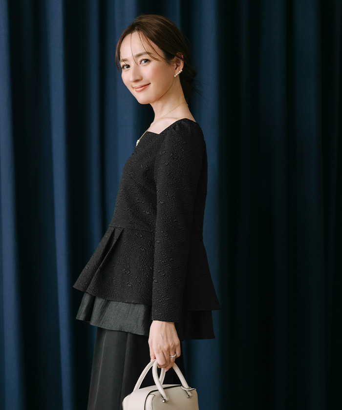 ふくれジャガードティアードペプラムトップス | ur's（ユアーズ）