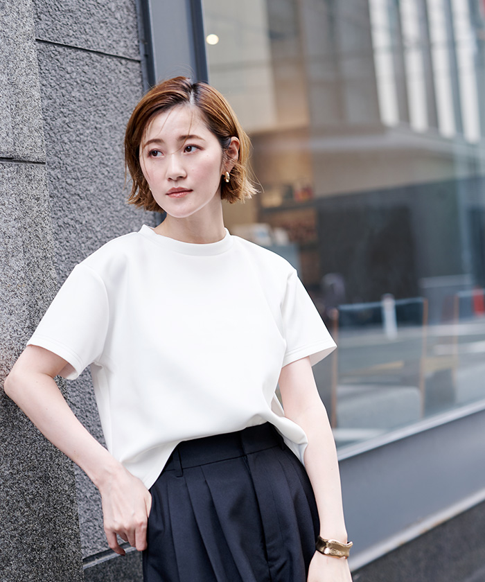 ボンディングクロップドプチハイネックTシャツ【メール便可／90