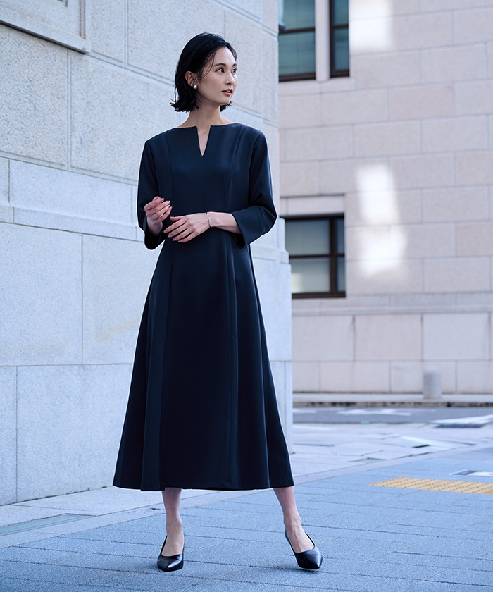 ラシュッド LASUD ボンディングジップワンピース （ブラック