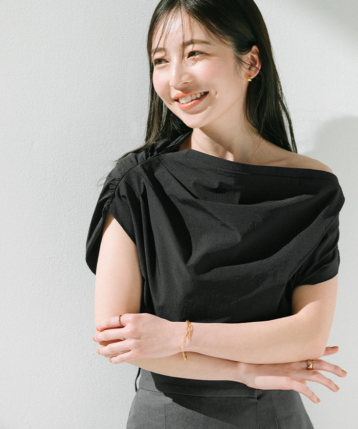 【 RICK OWENS】 ワンショルダー ドレープ入りトップス Rick Owens リックオウエンス ギャザーワンショルダー トップス