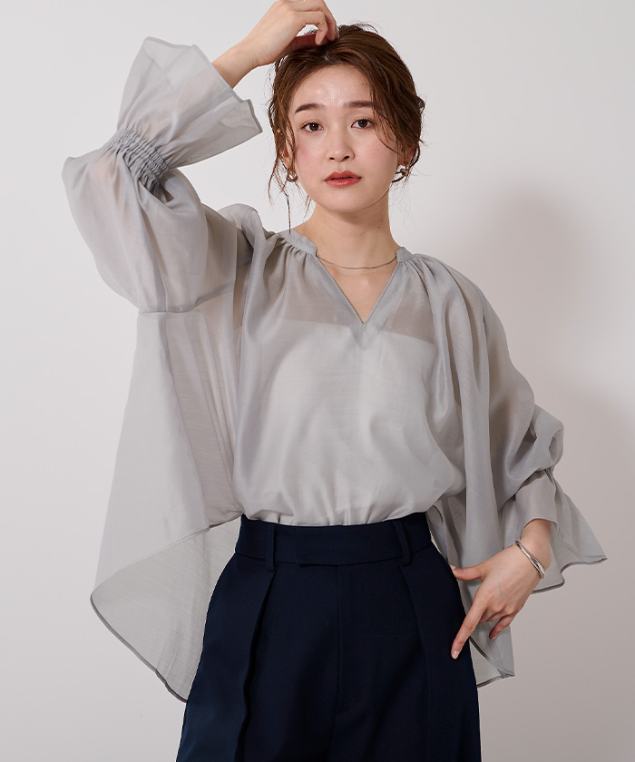 フレアスリーブスキッパーシアーブラウス | ur's（ユアーズ）