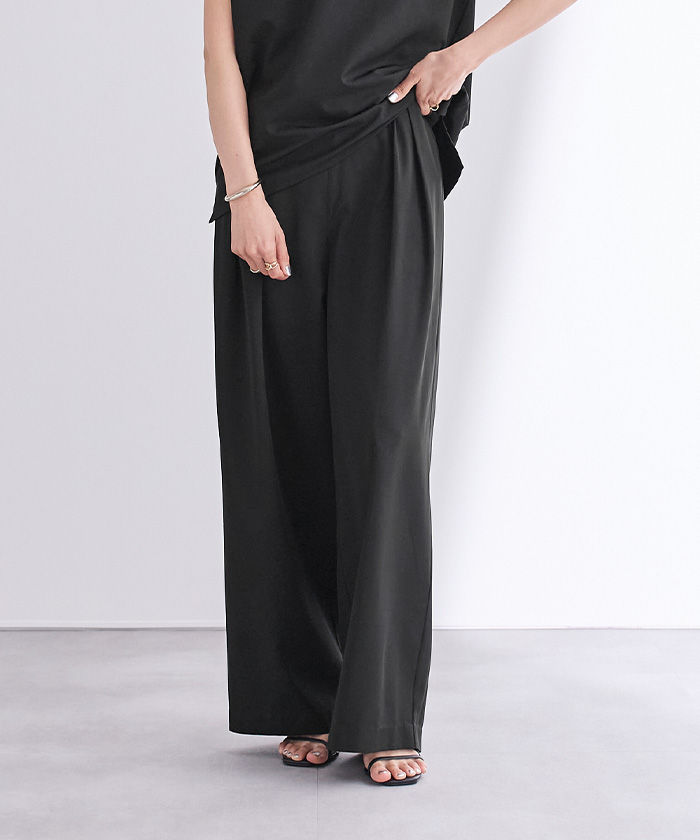 yori 撥水　ワイド　パンツ ブラック　38 yori 撥水 ワイド パンツ ブラック 38 撥水ストレッチスティックパンツ