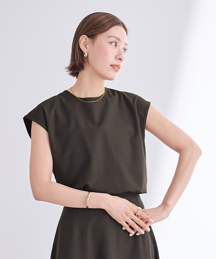 シャギーフレンチスリーブトップス　ブラック　frene シャギーフレンチスリーブトップス ブラック フラーネ frene 同型 晩夏