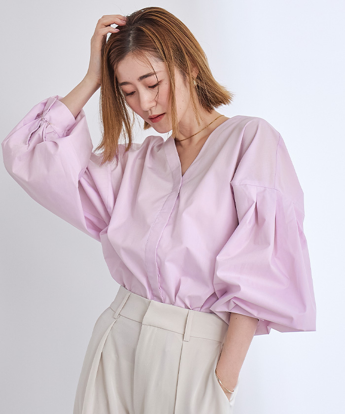 Vネックボリュームスリーブブラウス【メール便可／100】 | ur's