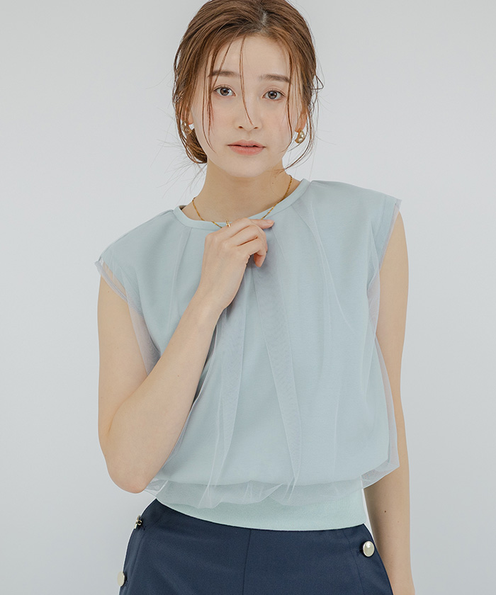 チュールレイヤードTシャツ【メール便可／25】 | ur's（ユアーズ）