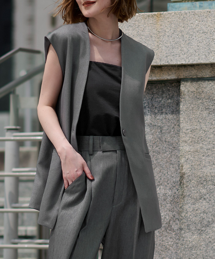 euw ニュアンスカラージレ　ベージュ euw nuance collar gilet ニュアンスカラージレ - メルカリ