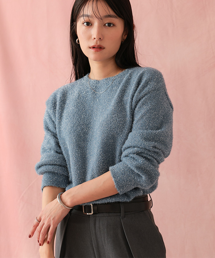 ラメシャギークルーネックニット | ur's（ユアーズ）