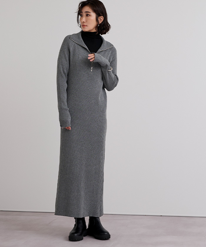 ワンピース __yuzu_ ZIPデザインニットワンピース | ur's（ユアーズ）