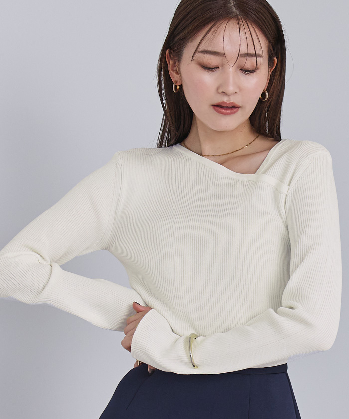 アシンメトリーネックリブニット【メール便可／100】 | ur's（ユアーズ）