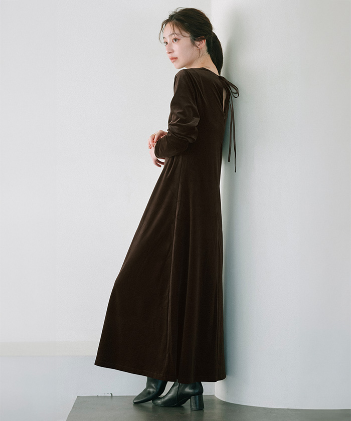 【新品未使用】ur’s yukiコラボ　ベロアワンピース　ブラウンS 先行公開】YUKI×ur'sコラボ